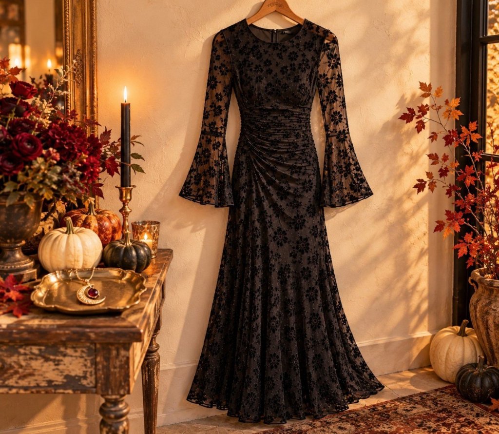 Black Floral Mesh Maxi Dress