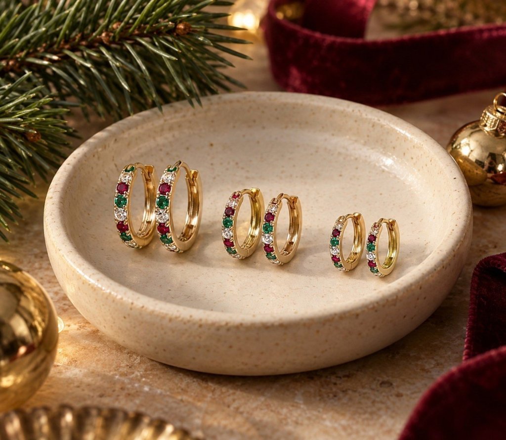 Festive Gold Huggie Hoop Set