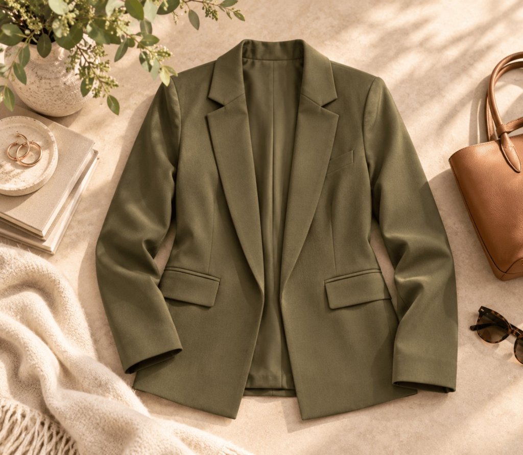 Open-Front Notch-Lapel Blazer