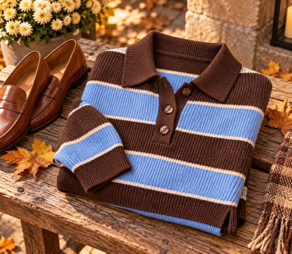 Striped Rugby Polo Sweater